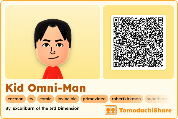 Kid Omni-Man, a male Mii  with tags: cartoon, tv, comic, invincible, primevideo, robertkirkman, superhero