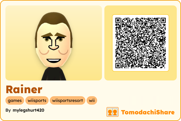 Rainer, a male Mii  with tags: games, wiisports, wiisportsresort, wii