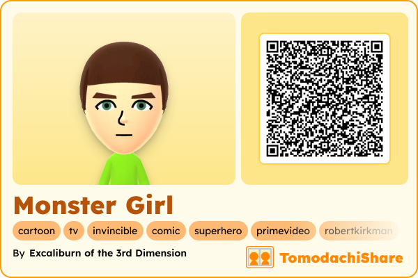 Monster Girl, a female Mii  with tags: cartoon, tv, invincible, comic, superhero, primevideo, robertkirkman