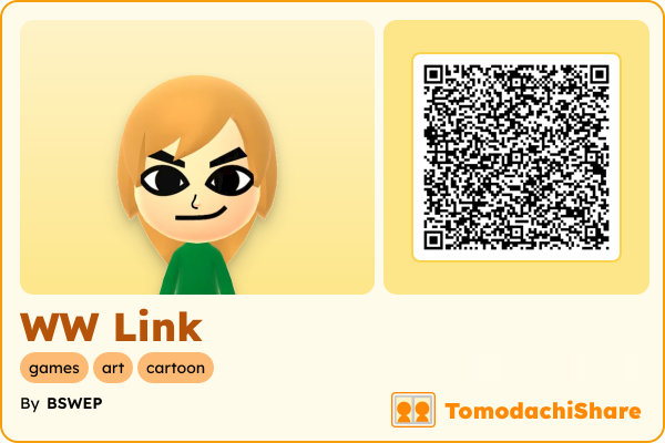 WW Link, a male Mii  with tags: games, art, cartoon