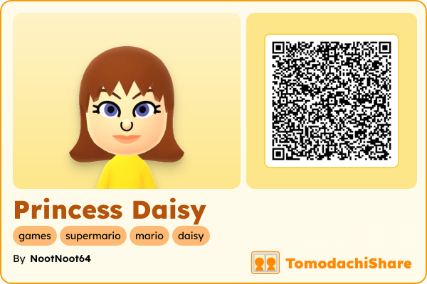 Princess Daisy, a female Mii  with tags: games, supermario, mario, daisy