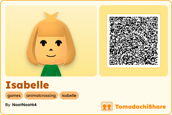 Isabelle, a female Mii  with tags: games, animalcrossing, isabelle