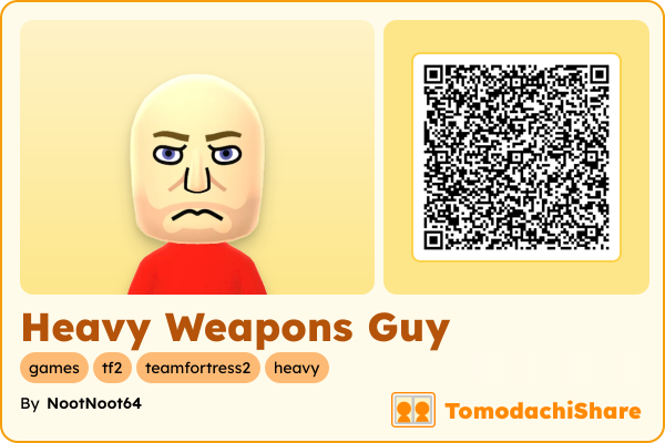 Heavy Weapons Guy, a male Mii  with tags: games, tf2, teamfortress2, heavy