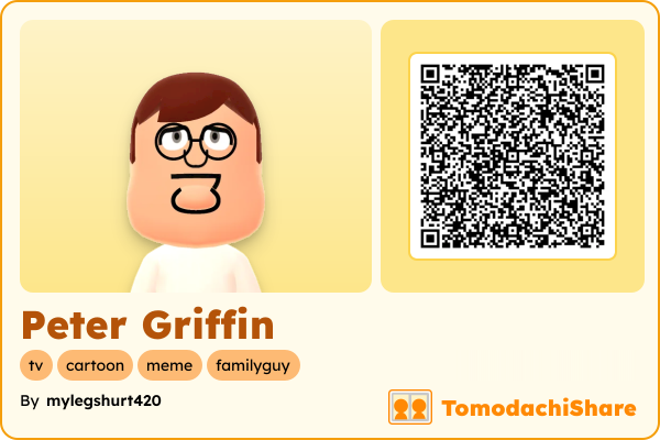 Peter Griffin, a male Mii  with tags: tv, cartoon, meme, familyguy
