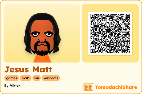 Jesus Matt, a male Mii  with tags: games, matt, wii, wiisports